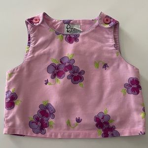 Lilly Pulitzer Vintage 90s Girls Purple Pansy Flower Crop Top Sz 4